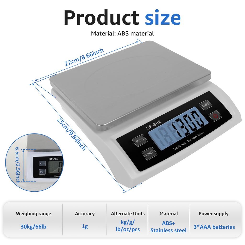 Food Scale Multifunctional Digital Kitchen Scale for Baking Smart Weighing Food Scale 30kg Practical for Cooking And Counting