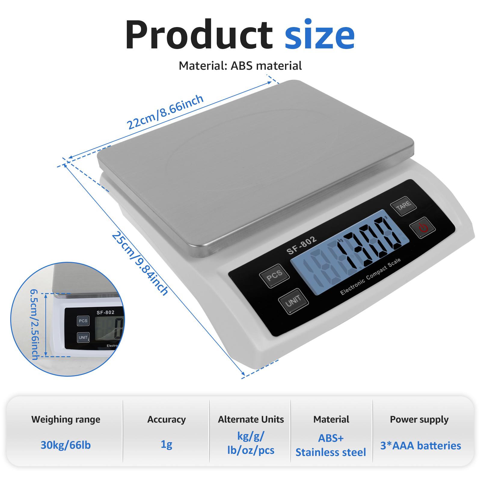 Food Scale Multifunctional Digital Kitchen Scale for Baking Smart Weighing Food Scale 30kg Practical for Cooking And Counting 30Kg белый