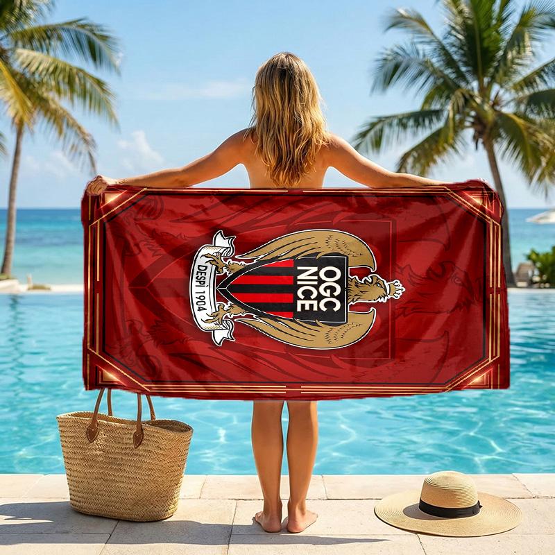 OGC Nice FC Druck Schnelltrocknendes Strandtuch Mikrofaser Saugfähig Tragbares Reise-Handtuch zum Schwimmen