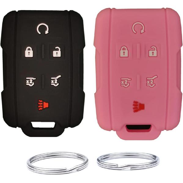 Silicone Keyless Remote Key Fob Cover Case fit for 2017 2016 2015 2014 GMC Yukon Chevrolet Tahoe Suburban. Part Number:M3N-32337100(6 Buttons)