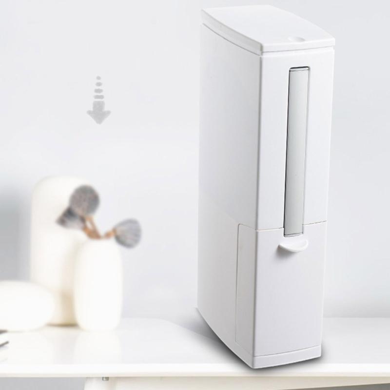 Plastic Garbage Can with Press Type Opening Large Capacity Trash Can Waste Bin Toilet Brush for Daily Disposal Need