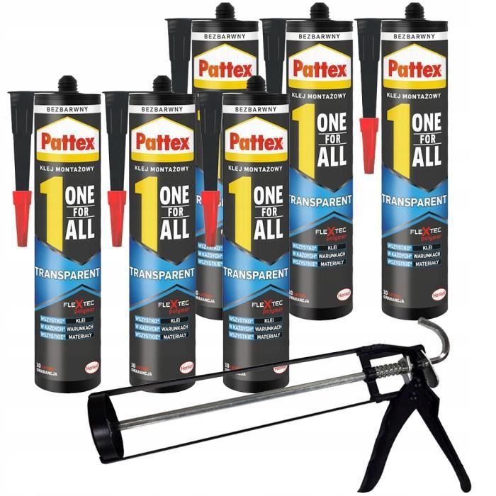 6x PATTEX ADHÉSIFS DE MONTAGE UN POUR TOUS TRANSPARENTS