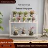 Wrought Iron Multi-Layer Flower Stand with Wheels - Indoor/Outdoor Ladder-Style Movable Plant Shelf