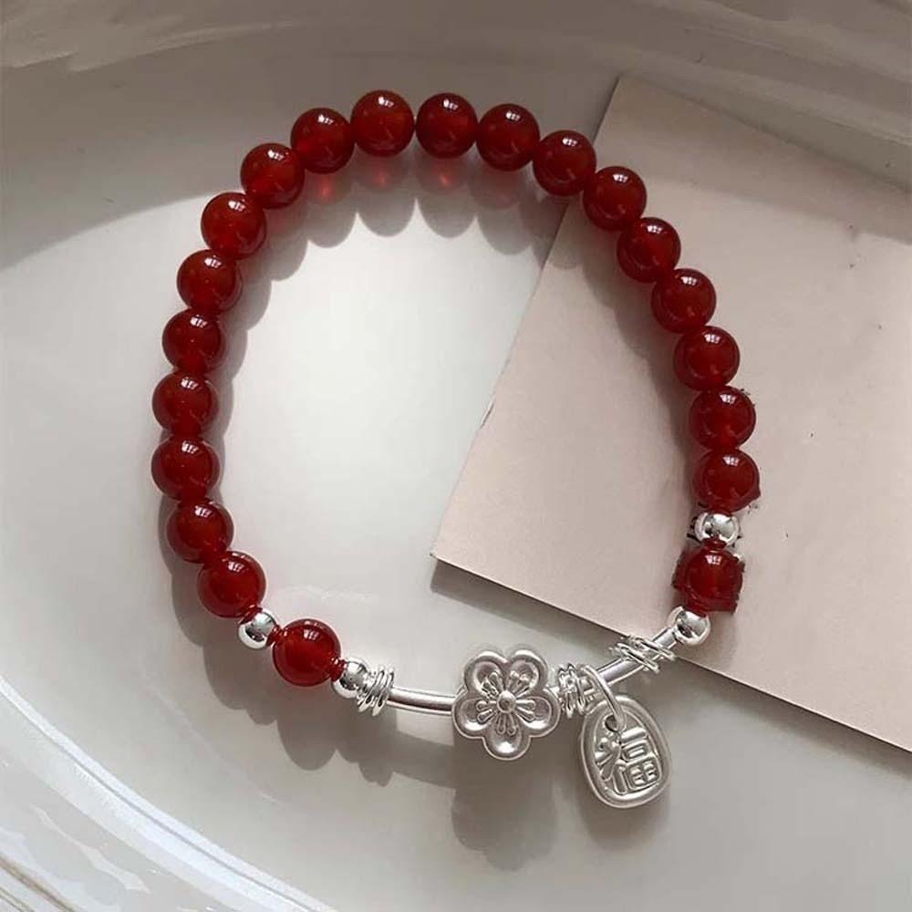 Blessing Accessories New Year Bangle Buddha Women's Wrist Jewelry Red Beads Bracelet Women