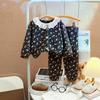 Girls' Velvet Lace Collar Flannel Pajama Set - Autumn/Winter Warmth