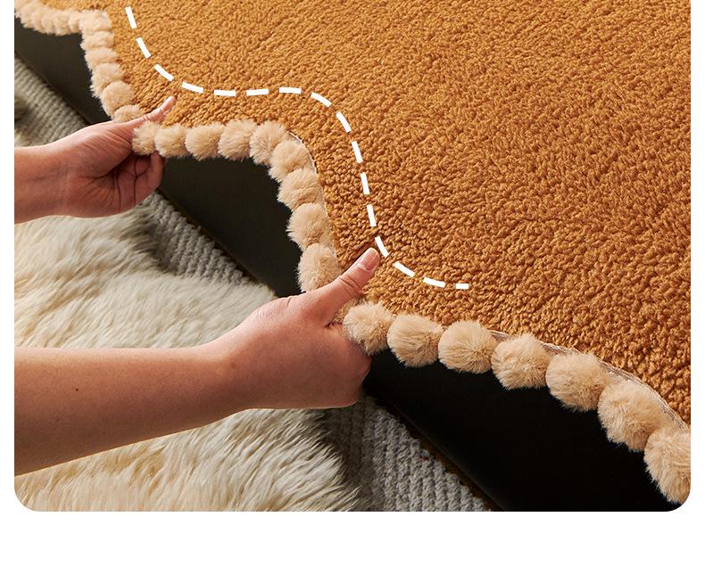 Lammwolle Anti-Rutsch Sofabezug: Dicke, einteilige Polsterung für Herbst & Winter