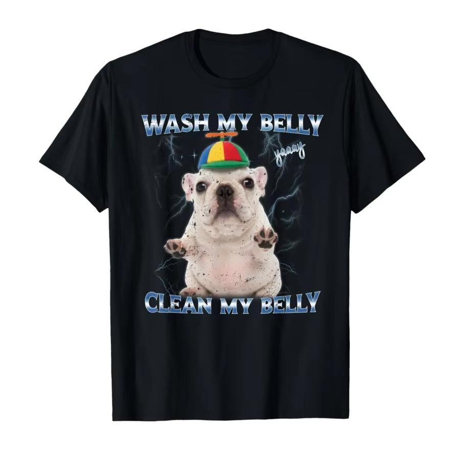 2026 Funny Pibble Meme Wash My Belly Clean My Belly Meme Tshirt for Men Women Cotton T Shirts Short Sleeve Tops Popular