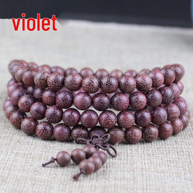 Golden Sandalwood Buddhist Prayer Beads Bracelet - 108 Beads, Wooden Wenwan Ornaments for Men, Women, Couples