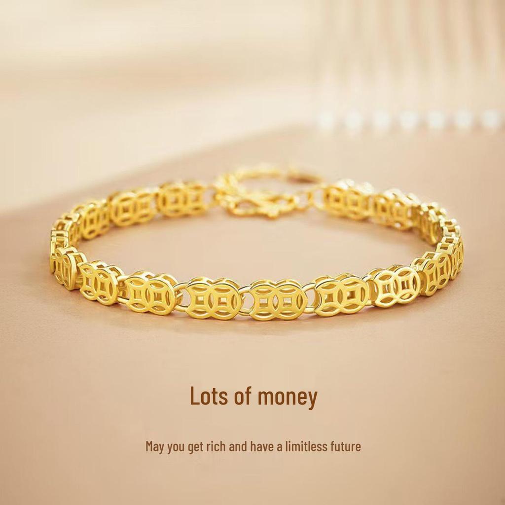 Women's Light Luxury S925 Sterling Silver & Copper Coin Bracelet - Elegant Gift for Her