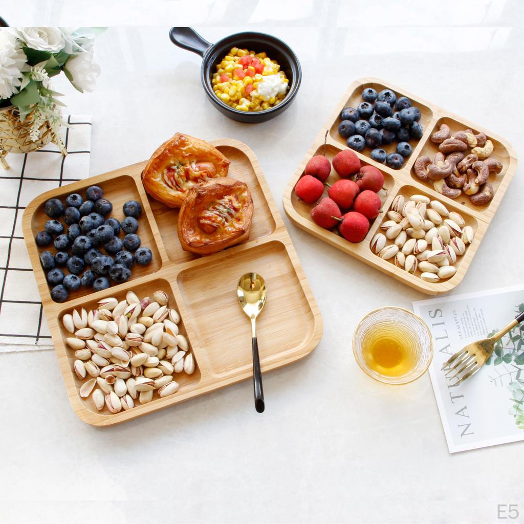 4-Compartment Bamboo Appetizer Serving Tray