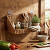 Imitation Rattan Woven Hanging Basket Wall-Mounted Storage Hamper Grocery Basket  Living Room