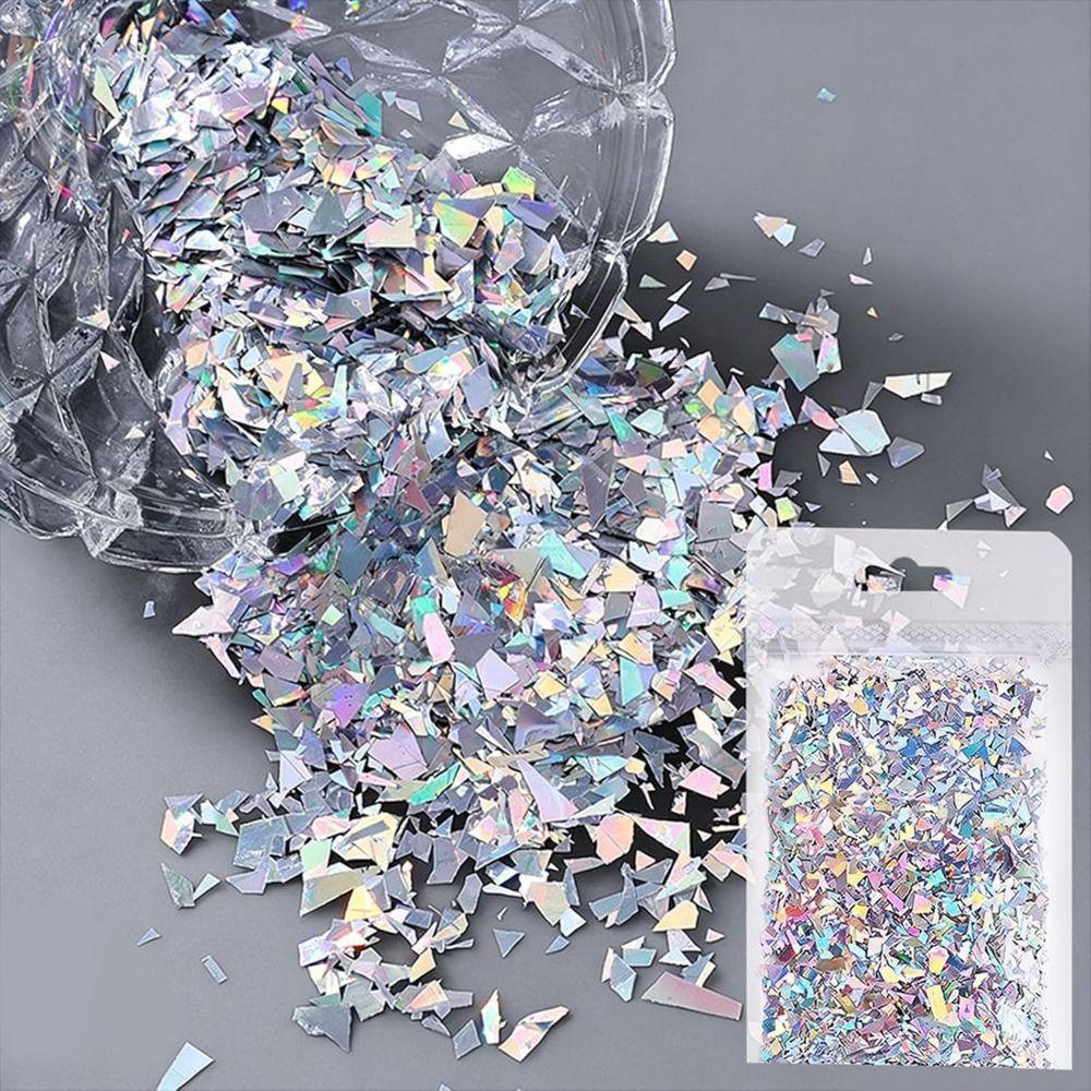Laser Silver Nail Glitters Sparkly Sliver Nail Charms New Chunky Glitter for Women DIY Manicure