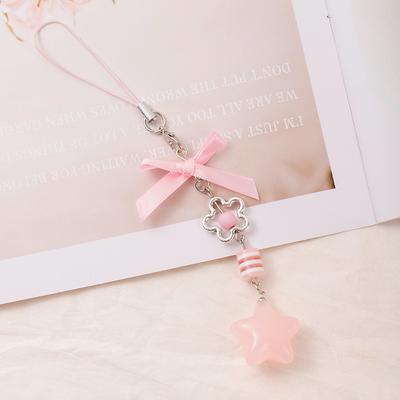 Original Sweet Five-pointed Star Love Lanyard Mobile Phone Chain Beaded Pendant Girl Heart Cute Keychain Bag Pendant