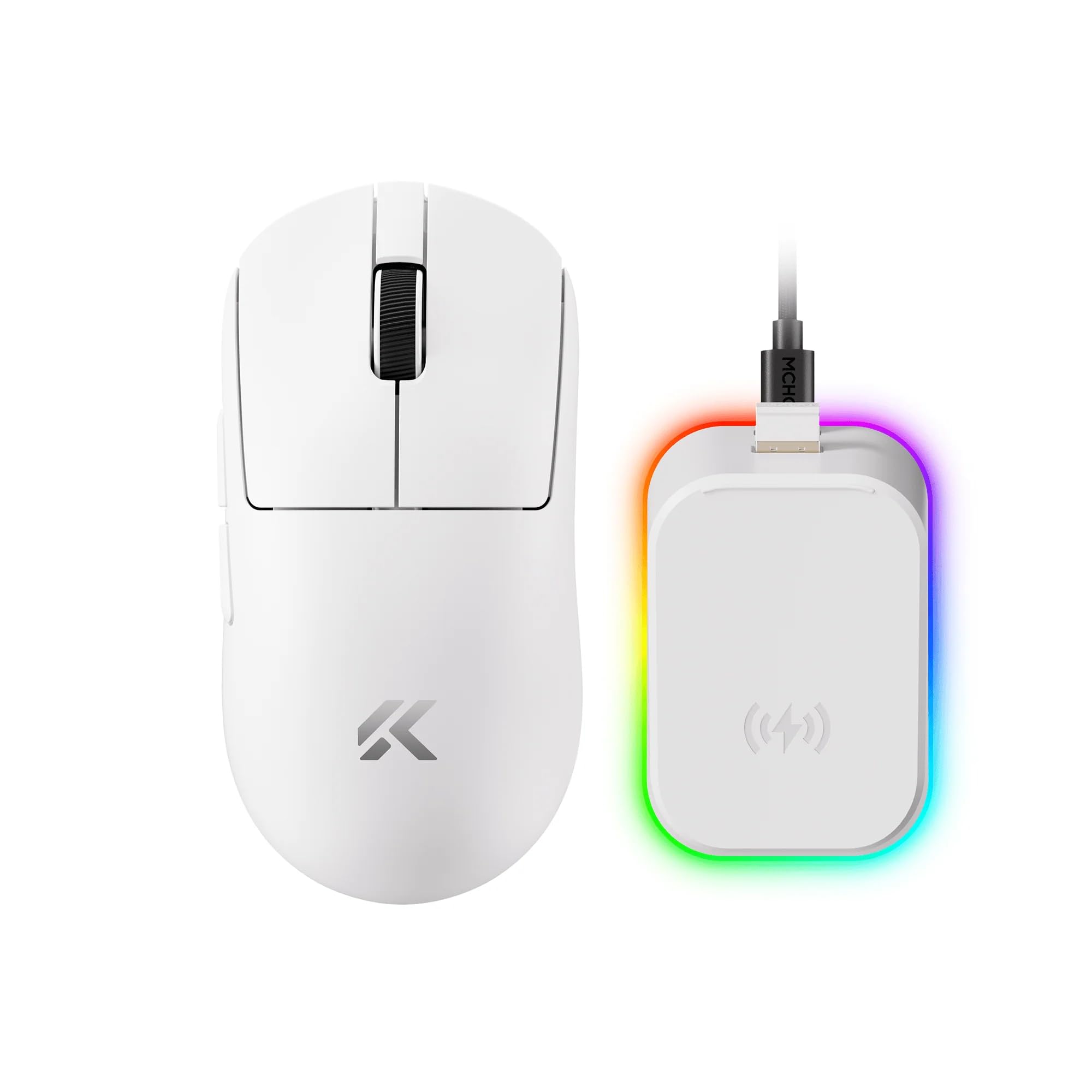 

OUSEITECH x MCHOSE A7 Wireless Gaming Lightweight Includes Magnetic Charging PAW3950 TI 42kDPI 750IPS 500mAh 8K Nano Receiver Compatible with to білий