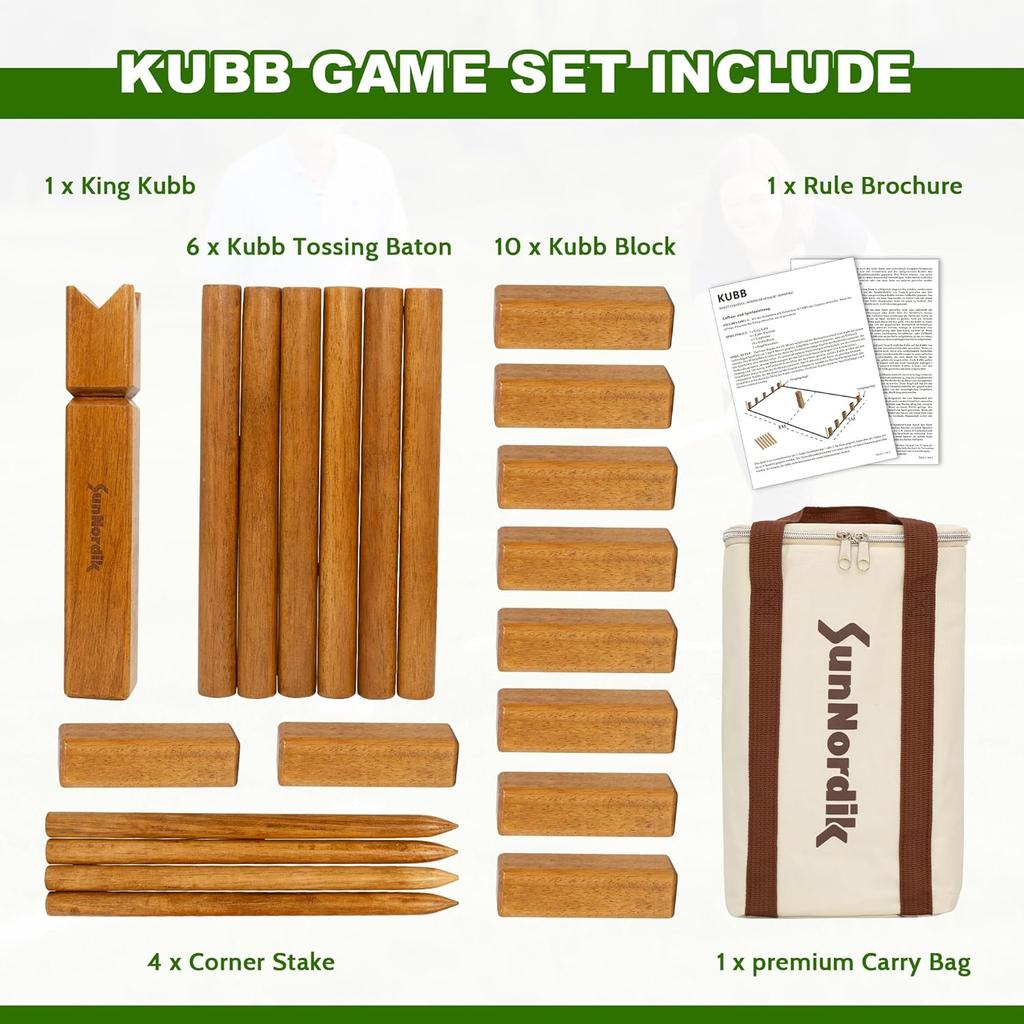 Kubb Yard Game Set, Giant Viking Tossing Game, Outdoor Lawn Game with Carry Bag