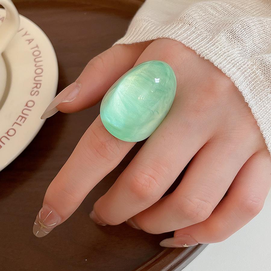 2026 Korean Simple Acrylic Rings Vintage Ring For Women Big Kpop Finger Ring Girls Wide Punk Resin Ring Fashion Jewelry