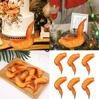Pack of 6 Realistic Orleans Grilled Chicken Wing Models PVC Crafted Simulation Chicken Wings Ornament for Party Decors