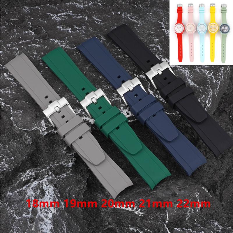 For Omega Swatch Co Branded Watch Band Silicone Planet System Curved Silicone For Rolex Water Ghost Watch Band 18mm 19mm 20mm 21mm 22mm