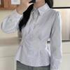 Kai Kuo European-American Style Y2K Waist-Cinching Striped Shirt for Women - New 2025 Autumn/Winter Collection