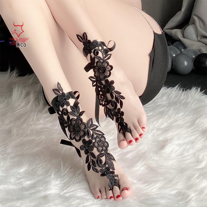 

Meili Kou Романтичные чулки со шнуровкой и ажуром A79 One Size чёрный