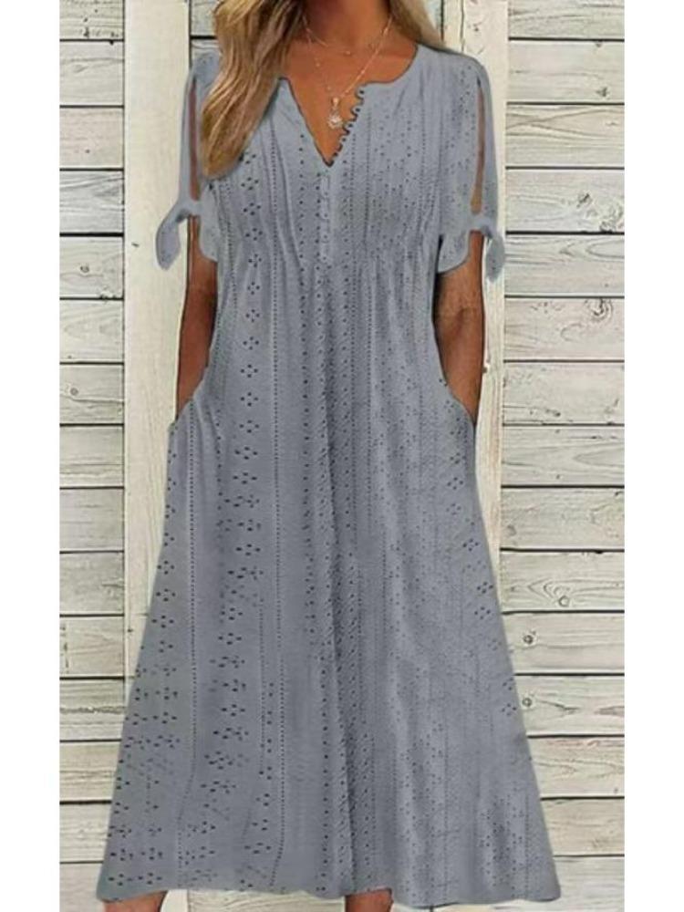 Fashion New Loose Fit Casual Dress High Waisted Embroidered