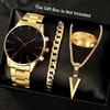 1 Set Fashionable Business Men'S Watch Necklace Ring Stylish Men'S Quartz Watch Christmas Halloween Gift