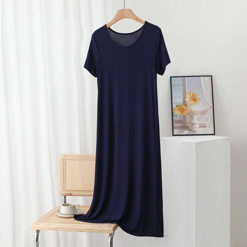 New Short-sleeved Crew Neck Nightdress Women's Summer Modal Dress Summer Long A-shaped Dress