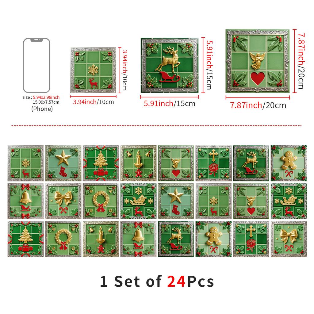 Christmas Tile Decoration Stickers Kitchen Oil-Proof Stickers Bathroom Bedroom Renovation Wall Stickers European Style Self-Adhesive Wall Paper