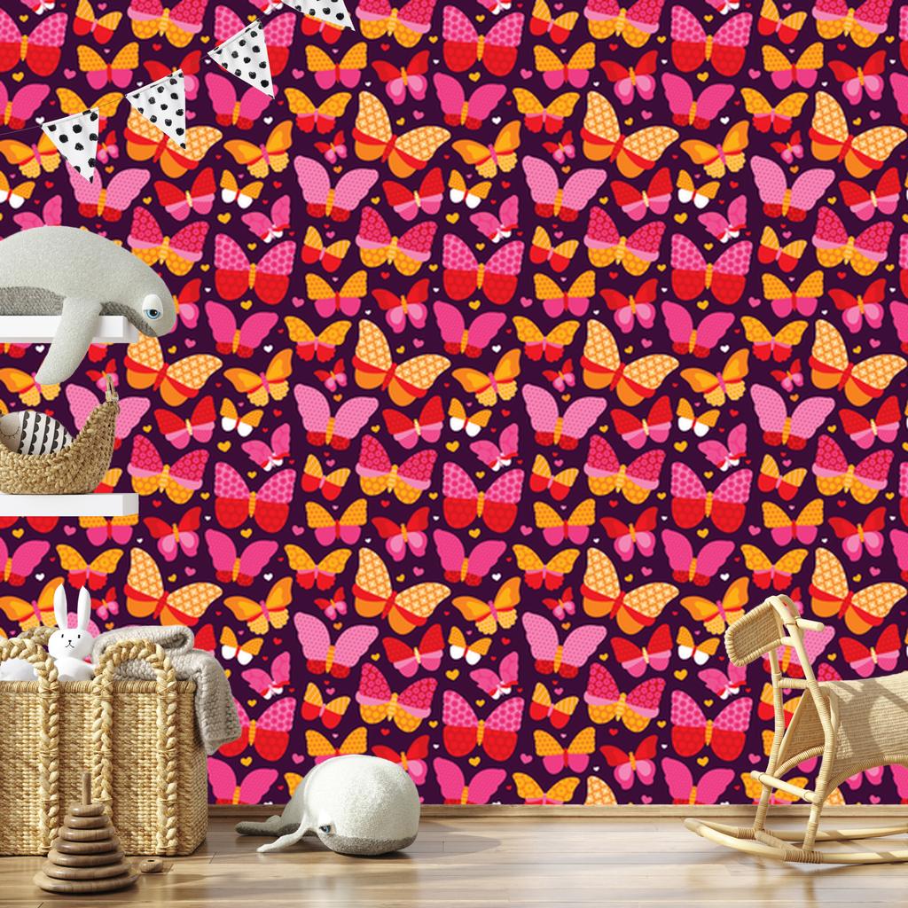 Colorful Butterflies and Dots Wallpaper for Living Room and Bedroom 50x1000