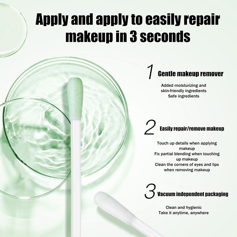0.3Ml×25Pcs Makeup Remover Cotton Swabs Pre-Soaked With Cleansing Liquid Foldable For Instant Use Beauty Cleaning Correction