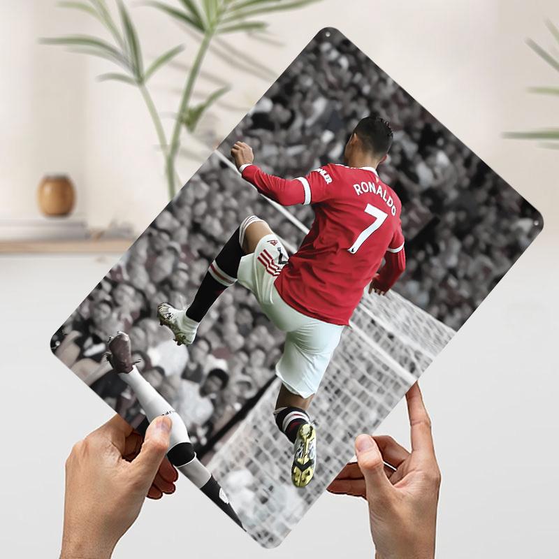 Messi Soccer Ronaldo Metal Poster Customized Wall Art Retro Vintage Tinplate Signs for Man Cave Garage Decoration Room Wand Deko