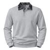 Mens Paisley Pattern Fleece Long Sleeve Polo Shirt American High Street Style