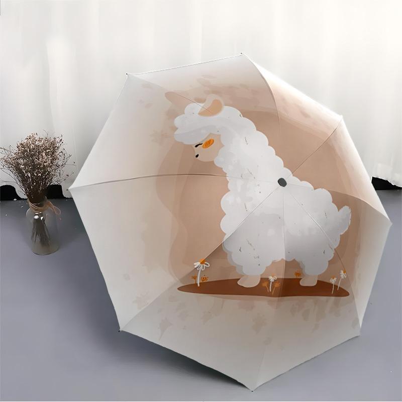 1pc Alpaca Automatic Folding Umbrella - 8-Rib Automatic Open/Close, Large Canopy Birthday Festival Gift Yy251217113