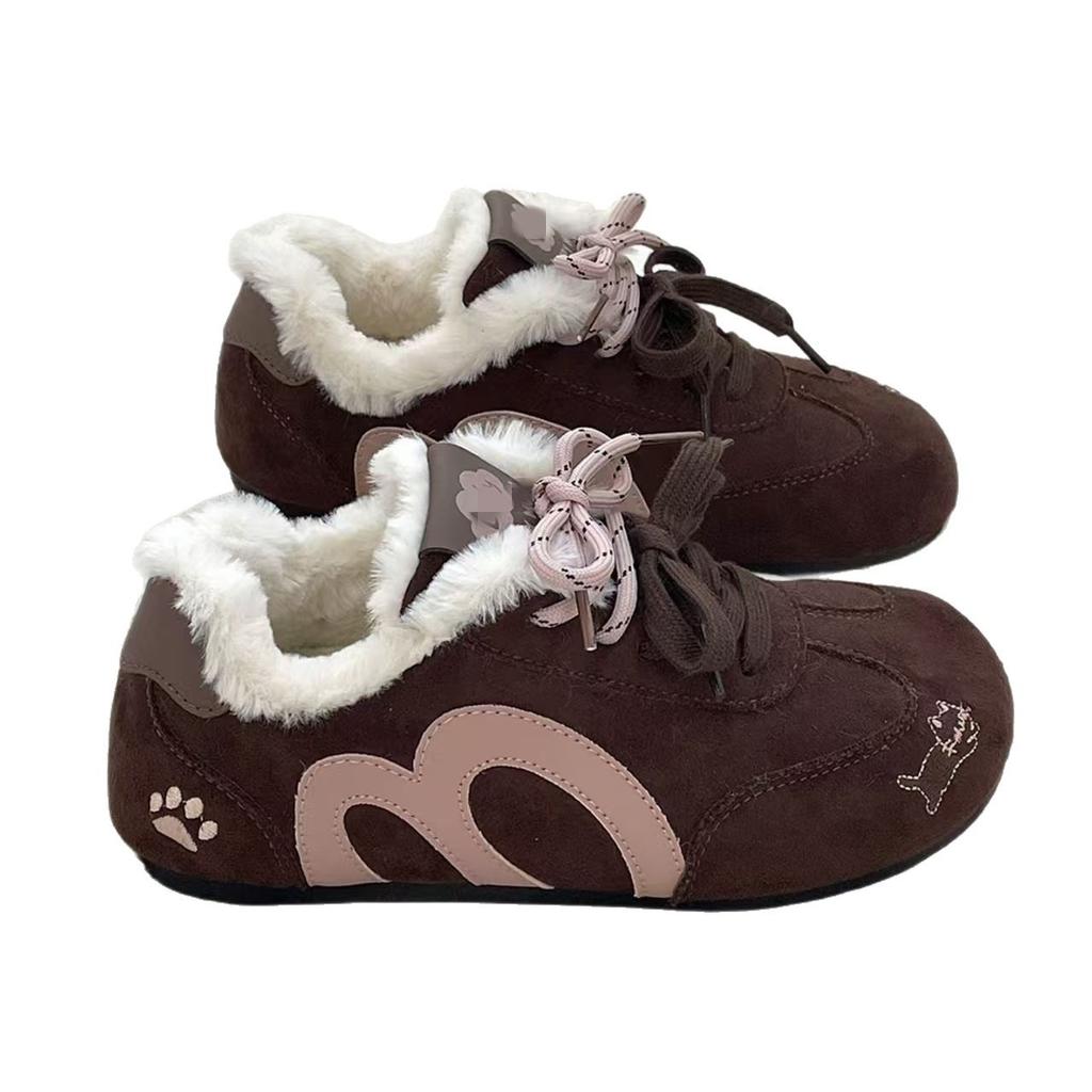 thick-soled velvet German training shoes autumn and winter niche board shoes super hot new sports and leisure two cotton shoes