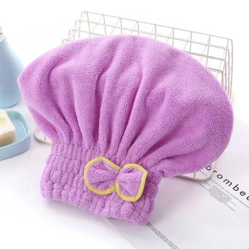 Shower Cap for Women Hair Cap Microfibre Quick Hair Drying Bath Spa Bowknot Wrap Towel Hat Cap for Bath Bathroom Accessories