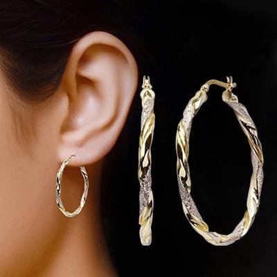 Fashion Spiral Circle Earrings Simple Big Circle Gold Color Loop Earrings KTJ