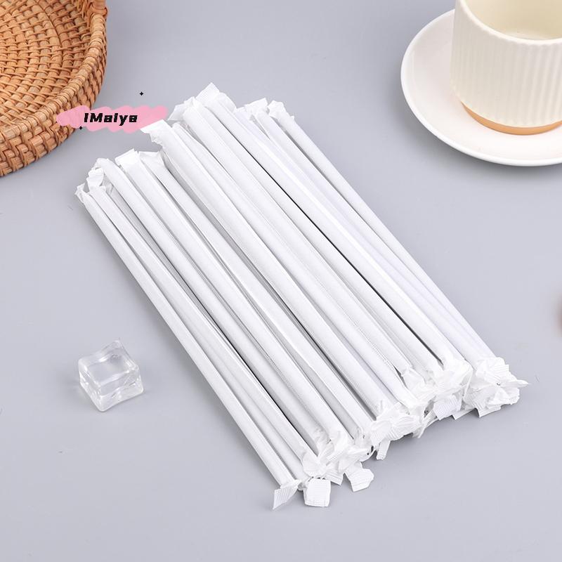 100Pcs Black Flexible Plastic Drinking Straws Single Piece Paper Packaging Rietjes for Party Kitchen Beverage Use