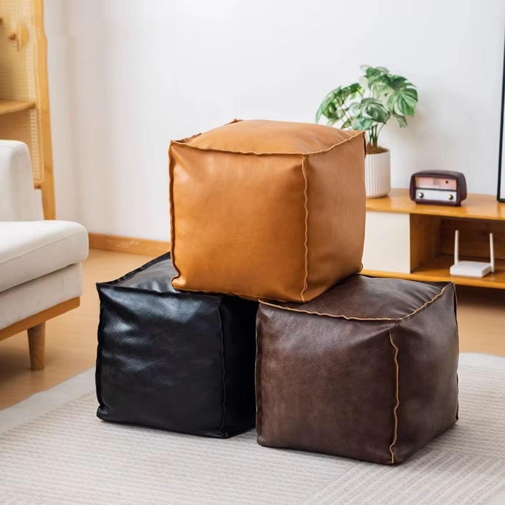 Non-Slip Storage Stool Waterproof Moroccan Pouf Foot Rest Leather Pouf  Home