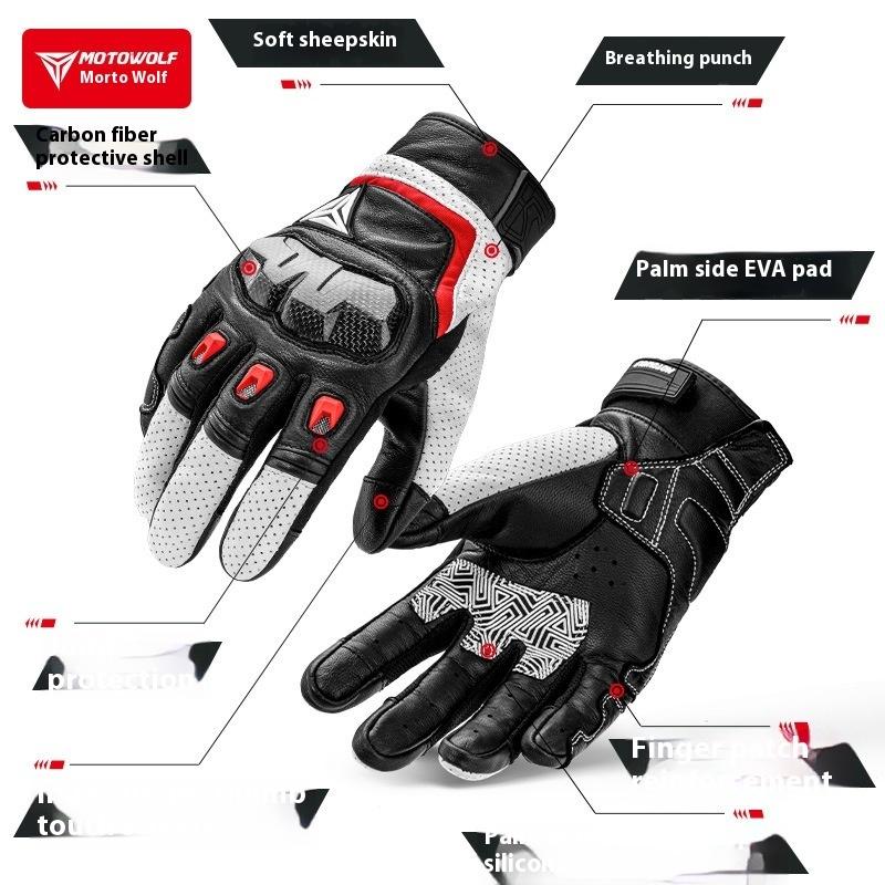 Motowolf Summer Motorcycle Glove Men Women Motorcyclist Gloves Carbon Fiber Biker Racing Gloves Leather Motorcycle Equipment