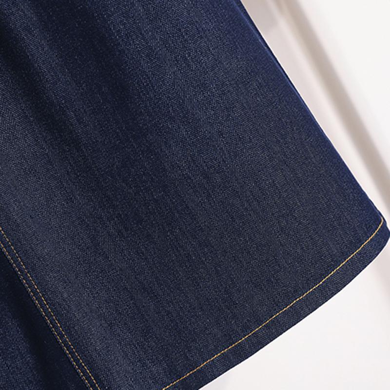 Patchwork Denim Skirts Woman Stretch High Waist Buttons A Line Loose Casual Summer Classic Mid-calf Length Skirt Female OL Mujer