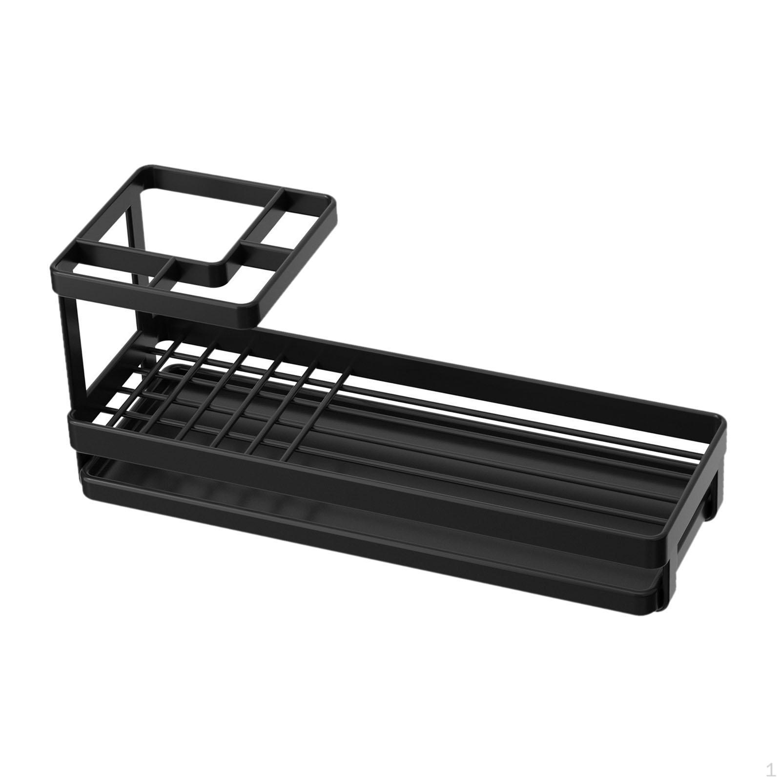 Bathroom Counter Organizer Rack Toothbrush Holder Nonslip Toothpaste Storage black