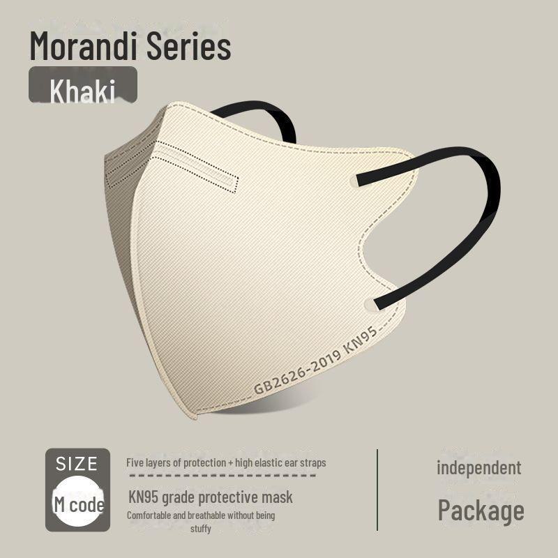 Morandi Color 3D KN95 Adult Mask, Four-Layer Disposable with Ear Loops, Individually Packaged