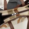 Large Capacity Canvas Bag Hand Carrying Student Class Crossbody Bag Striped Contrast Tote Bag
