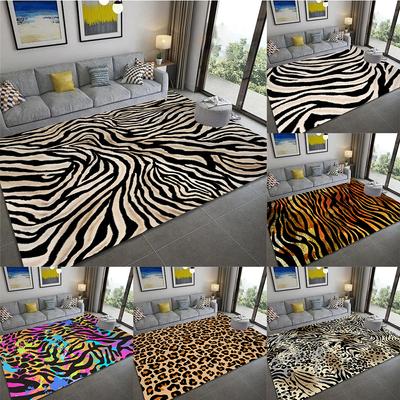 Tappeto con Stampa Leopardo e Zebra Antiscivolo Lavabile Flanella Tappeto da Area per Casa Soggiorno Camera da Letto Tappeto Sala da Pranzo Tappetino per Pavimento Cucina