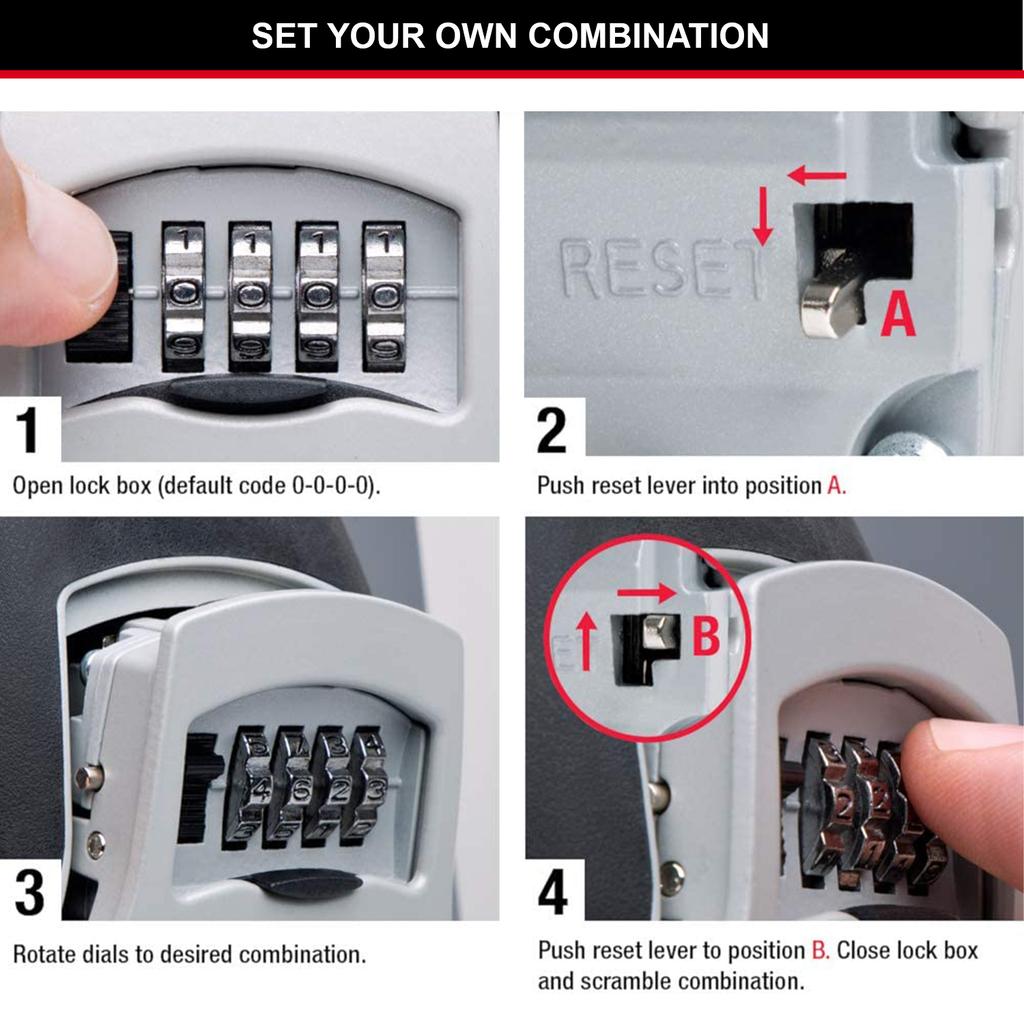 Master Lock Key Safe Wall Mounted, Medium, Outdoor, Cream