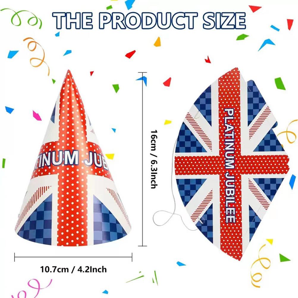 12 Pcs Union Jack Hats for Platinum Jubilee Decorations 2022 Paper Jubilee Hats Union Jack Party Supplies for Adults