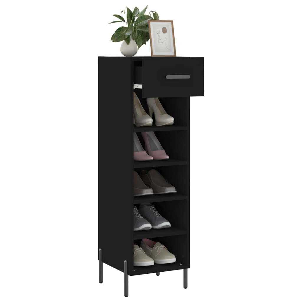 Vidaxl Szafka Na Buty, Czarna, 30X35X105 Cm, Materiał Drewnopochodny