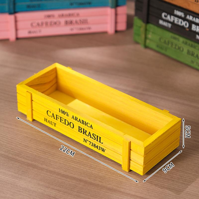 Retro plant garden, storage box wood Vintage for miscellaneous items, stationery, box for pens, pencils, pots of flowers