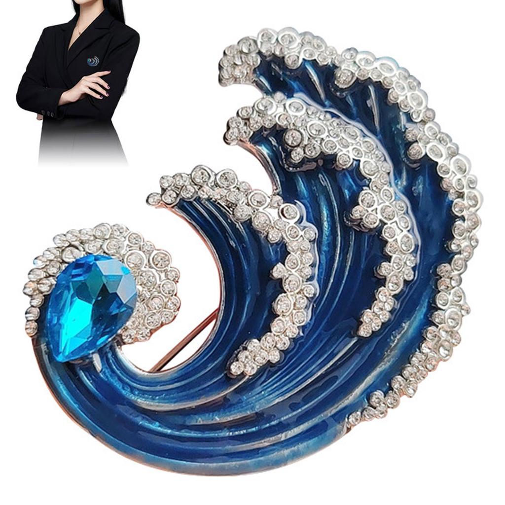 Baiyao XZ0420 Women Vintage Brooch Pin Alloy Wave Design Decoration for Suit Dresses Accessories