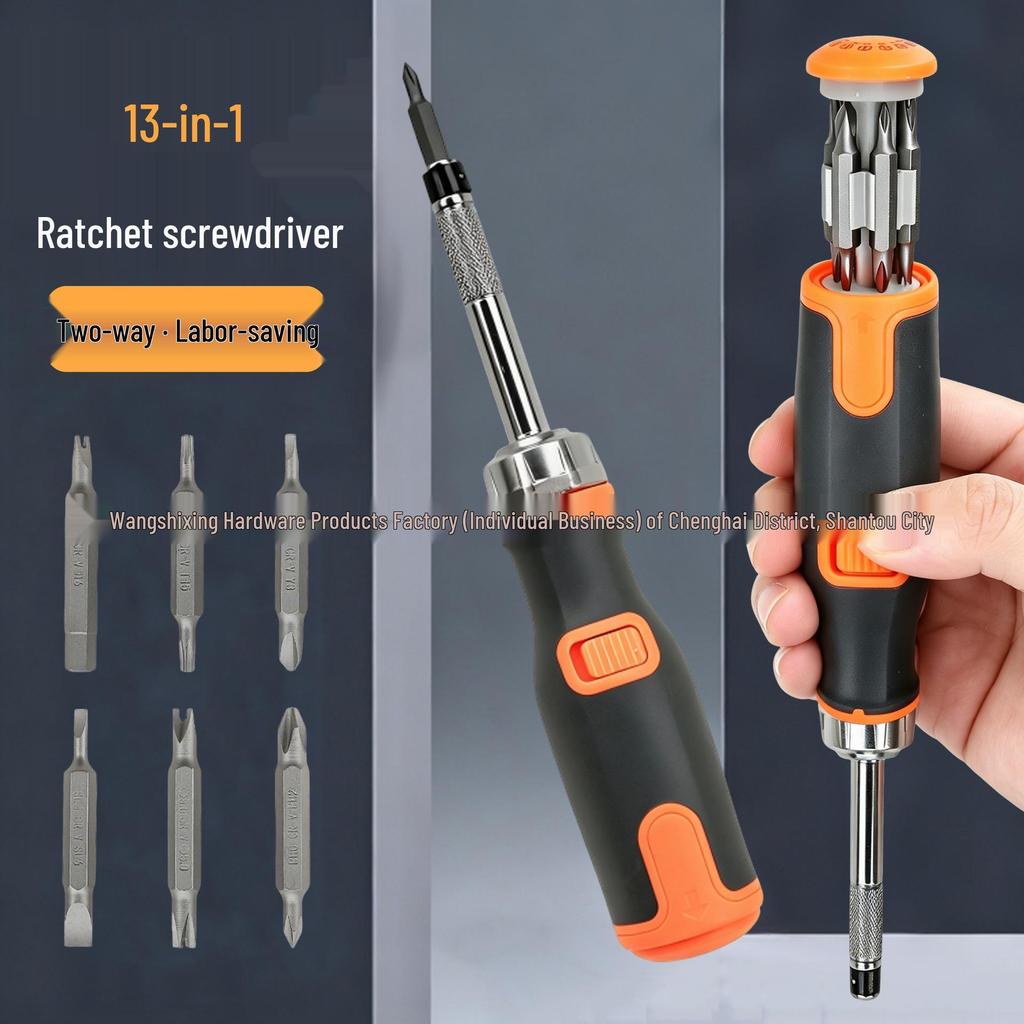 13-in-1 Multi-Functional Ratchet Screwdriver Set with Phillips, Flathead & Hidden Bits